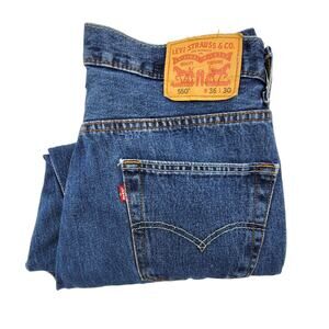 LEVI'S 550 Relaxed Fit Zip Fly Straight Leg Jeans Size W36 L30 altered to L26